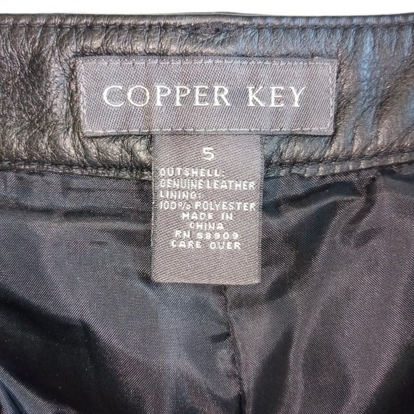 Copper Key Leather Pants  sz 5  Black  5 pocket  High Waist  Classic  Lined  EXC - Picture 11 of 12